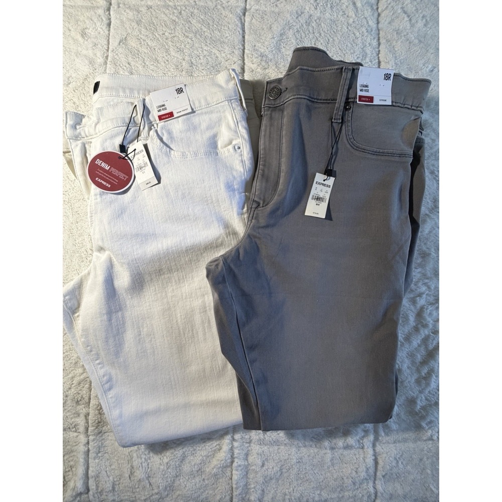 Express Curvy Skinny Mid Rise Bundle 2 Jeans White/Black Women's 18R